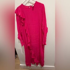 H&M Hot Pink Ruffle Maxi Dress